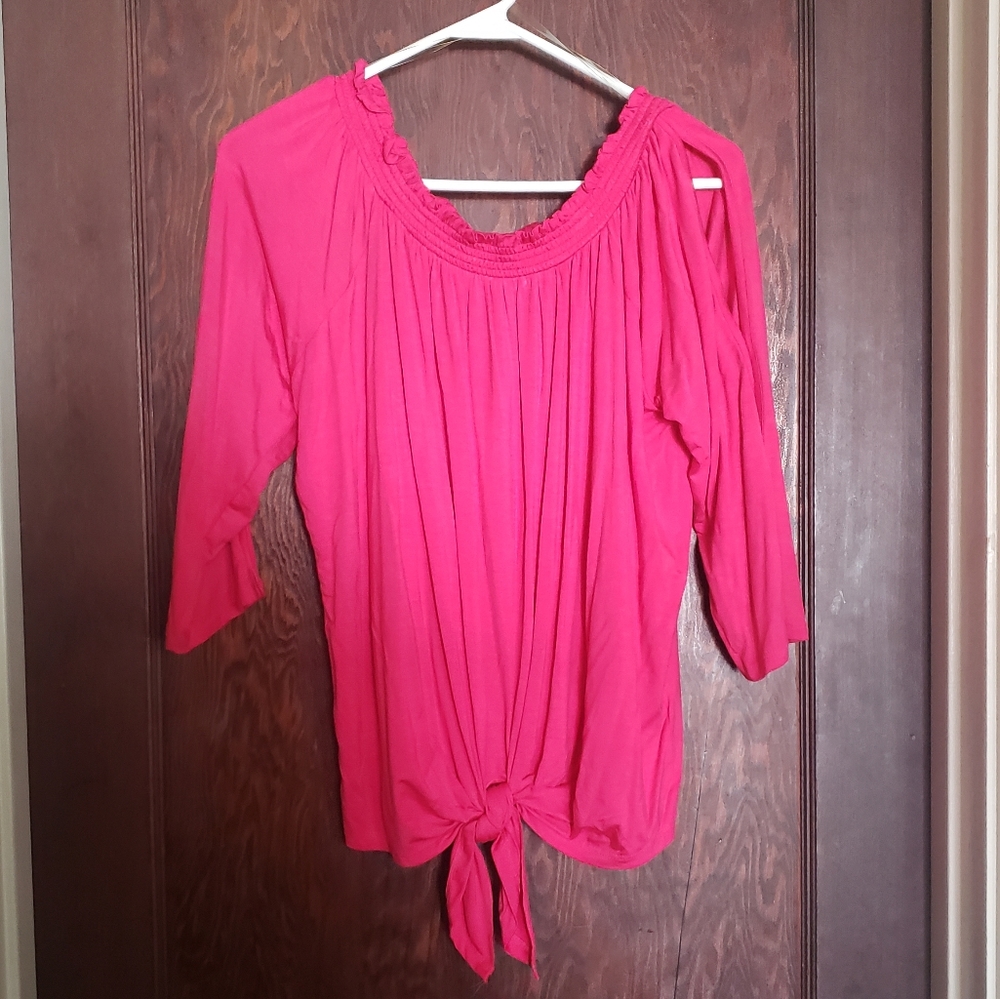 Fuchsia shoulderless top